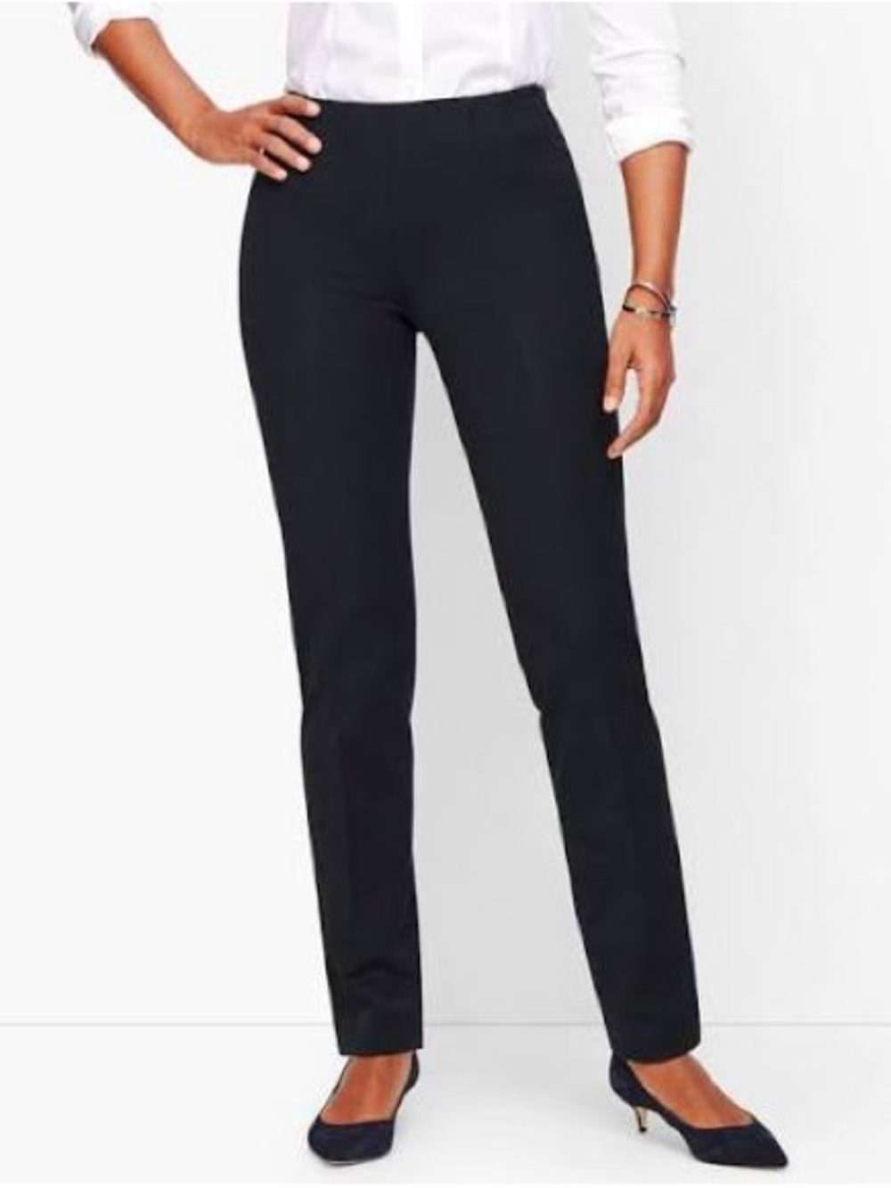 Talbots Black Bi-Stretch Straight-Leg Pants 4P